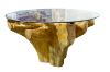 Picture of Takara D130 Tempered Glass Top Handcrafted Teak Root Dining Table