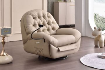 Picture of BAVA 360° Swivel Power Recliner Lounge Chair with Mobile Holder (Beige)