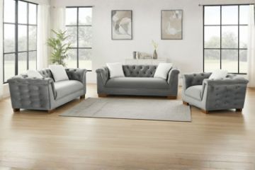 Picture of MALMO 3/2/1 Seater Velvet Sofa Range with Pillows (Grey)