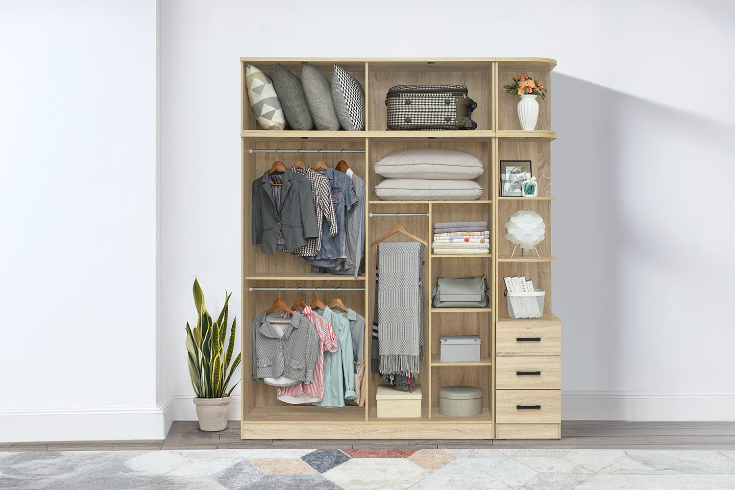 BESTA Wall Solution Modular Wardrobe System - 4-Door Wardrobe with Top Unit