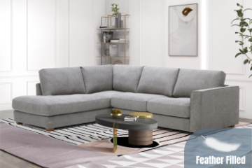Picture of HEARTLAND Feather Filled Fabric Sectional Sofa (Grey) - Chaise Facing Left