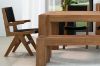 Picture of TIMBERA Solid Reclaimed Pine Wood Frame Dining Armchair with Genuine Leather Seat and Backrest