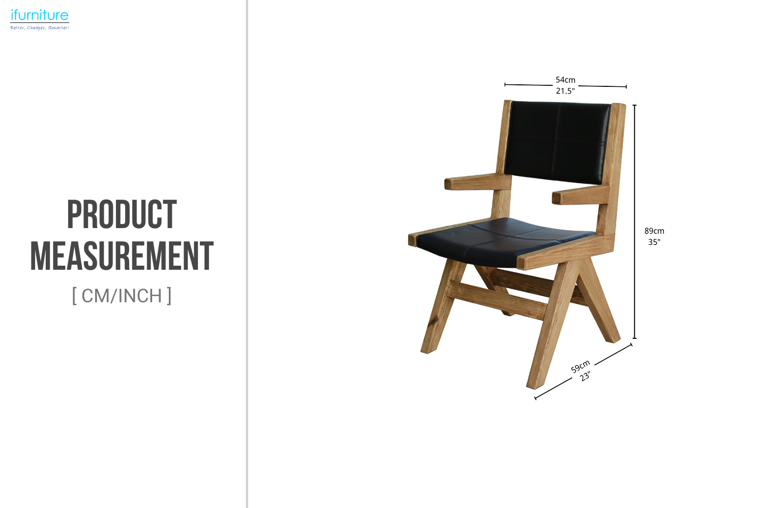 TIMBERA Solid Reclaimed Pine Wood Frame Dining Armchair with Genuine ...