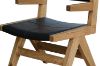 Picture of TIMBERA Solid Reclaimed Pine Wood Frame Dining Armchair with Genuine Leather Seat and Backrest