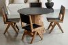 Picture of TIMBERA Solid Reclaimed Pine Wood Frame Dining Chair with Genuine Leather Seat and Backrest