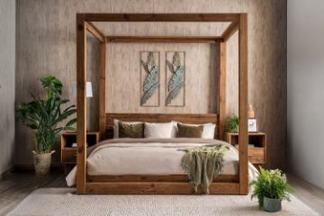 Picture of LIORA Reclaimed Pine Wood 4 Poster Bed Frame in Queen/Super King Size