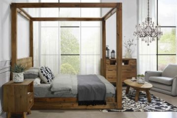 Picture of LIORA Reclaimed Pine Wood 4 Poster Bed Frame in Queen/Super King Size