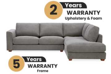 Picture of HEARTLAND Feather Filled Fabric Sectional Sofa (Grey) - Chaise Facing Right