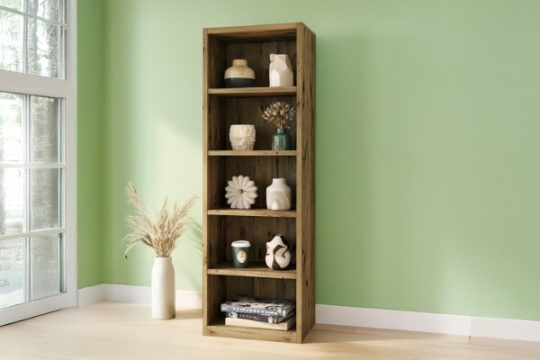 Picture of TIMBERA 90x240cm 5-Tier Solid Reclaimed Pine Wood Bookshelf