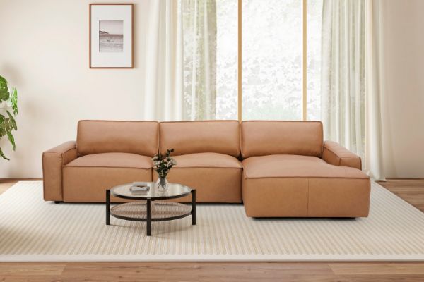 Picture of HAMMOND 100% Oil-Waxed Leather Sectional Modular Sofa - Chaise Facing Right