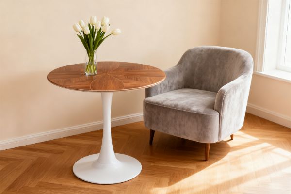 Picture of JACOB D80 Round Dining Table (Walnut Colour)