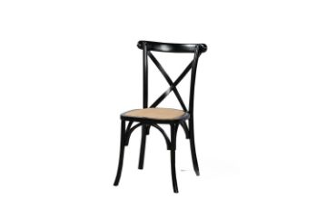 Picture of  [FLOOR MODEL CLEARANCE] ALBION Solid Beech Cross Back Dining Chair with Rattan Seat (Black)