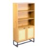 Picture of  [FLOOR MODEL CLEARANCE]  SAILOR 2-Door Bookshelf with Rattan (Oak Colour)