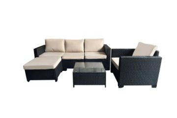 Picture of EUDY 6PC Modular Wicker Outdoor Lounge Sofa Set (Dark+Khaki)