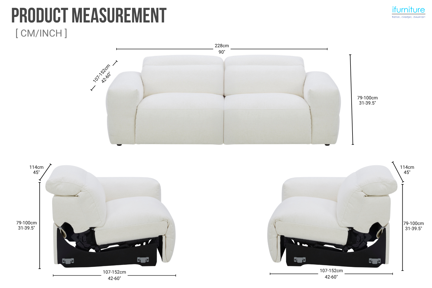 OMEGA Dual-Motor Reclining Sectional Modular Sofa - 2PC Sofa Set (LAF ...