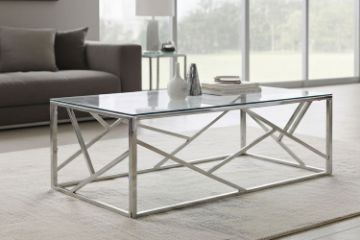 Picture of LELLA Rectangle Clear Glass Coffee Table (Silver)