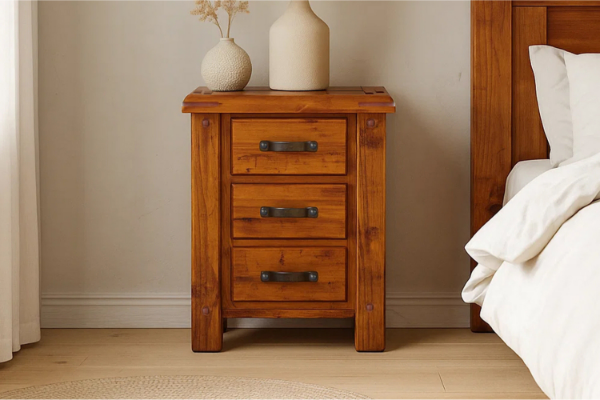 Picture of FOUNDATION 3-Drawer Bedside Table (Rustic Pine)