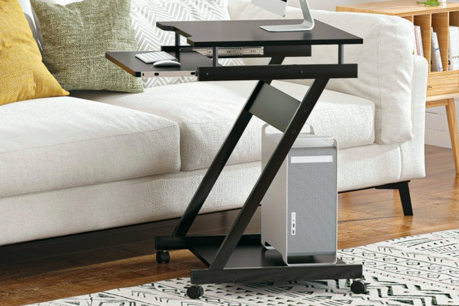 MOBELLA Z-Type Laptop Desk with Wheels (Black)