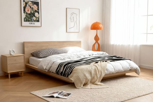 Picture of YUKI Japanese Low Height Bed Frame Set with Headboard in Queen/King Size/ Super King Size