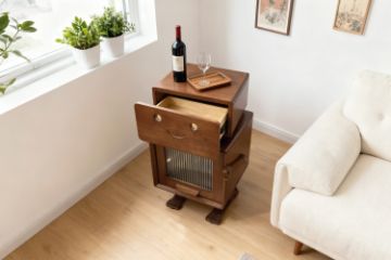 Picture of M-O 360° Swivel Head Solid Wood Bedside Table with 3 Colours LED Lighting 