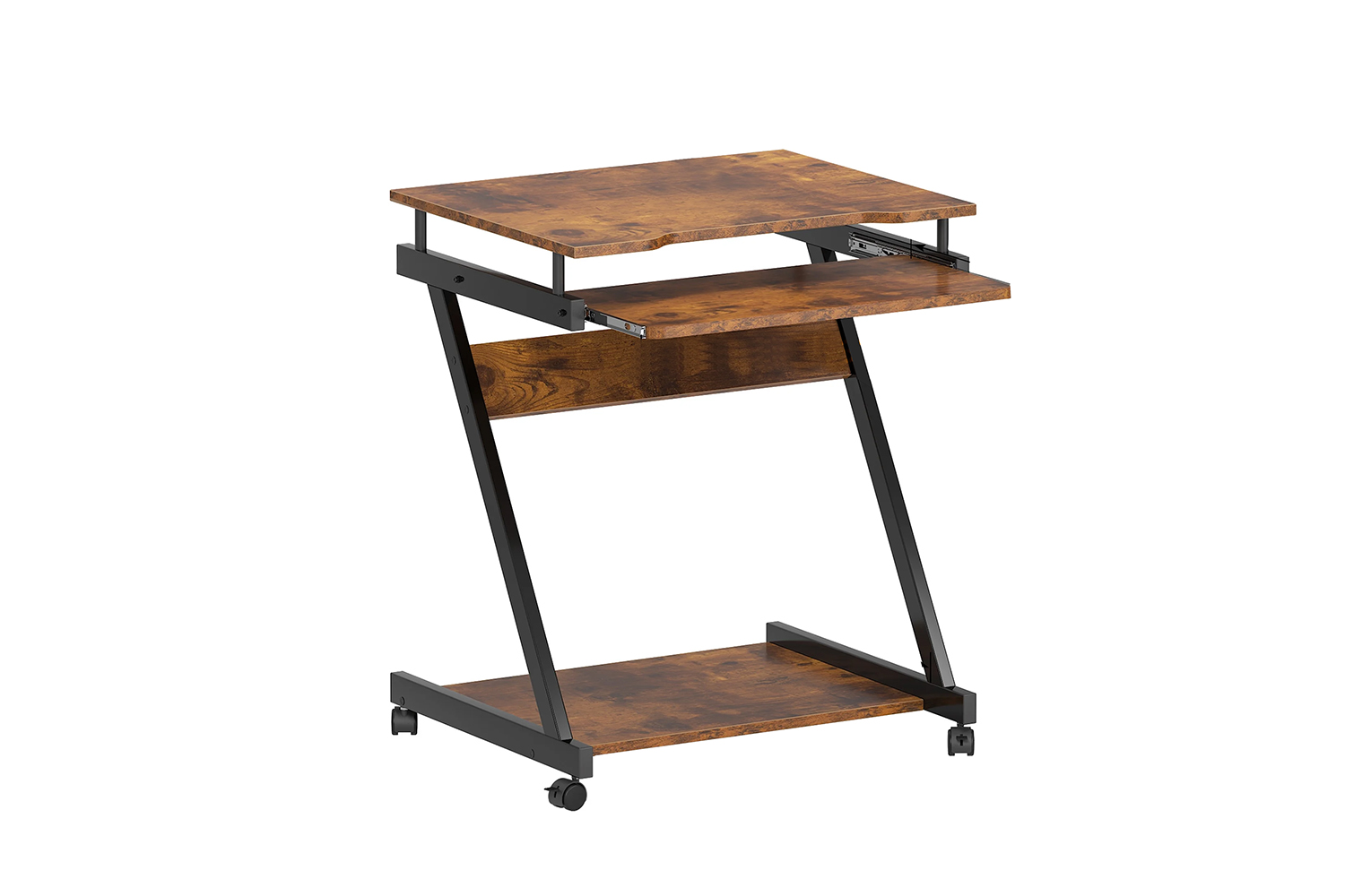 MOBELLA Z-Type Laptop Desk with Wheels (Walnut)