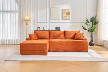 Picture of ASHFORD Fabric Sectional Compressed Sofa (Orange) 