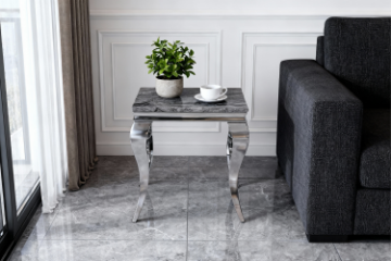 Picture of AITKEN Marble Top Stainless Steel Side Table (Grey)
