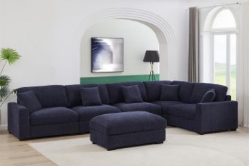 Picture of MORIO Fabric Sectional Modular Sofa with Ottoman (Dark Blue)