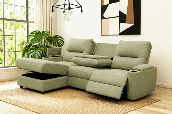 Picture of KIMBERLY Power Reclining Sectional Sofa with Drop-Down Console - Chaise Facing Left