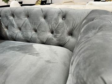 Picture of MALMO 3-Seater Velvet Sofa with Pillows (Grey)