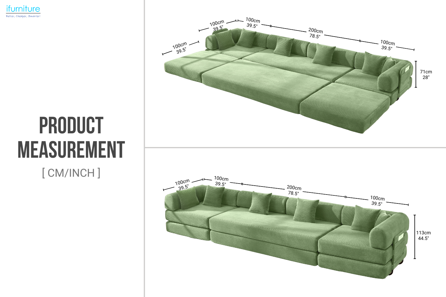 SINDARA Modular Compressed Sofa/Folding Sofa Bed Range (Green ...