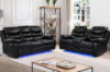 Picture of MODENA Reclining Sofa with LED & Speaker (Black) - 2 Seat with Console & Bluetooth Speaker (2RRC)