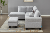 Picture of DEVON Fabric Sectional Sofa with Storage Ottoman (Grey) - Chaise Facing Left