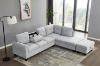 Picture of DEVON Fabric Sectional Sofa with Storage Ottoman (Grey) - Chaise Facing Right