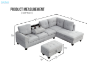 Picture of DEVON Fabric Sectional Sofa with Storage Ottoman (Grey) - Chaise Facing Right