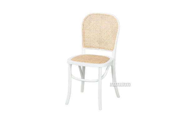 Picture of  [FLOOR MODEL CLEARANCE] SYDNEE Solid Beech Rattan Back and Seat Dining Chair (White)