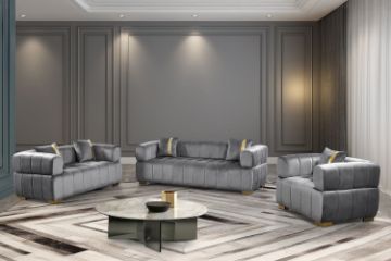 Picture of  [FLOOR MODEL CLEARANCE] VEGAS 2 Seater Chesterfield Velvet  Sofa (Grey)