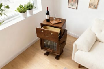 Picture of M-O 360° Swivel Head Solid Wood Bedside Table with 3 Colours LED Lighting 