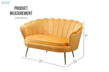 Picture of  [FLOOR MODEL CLEARANCE]  EVELYN Curved Flared Velvet Loveseat (Yellow)