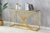 Picture of  [FLOOR MODEL CLEARANCE] AUGUSTA Rectangle Clear Glass Hall Table with Golden Frame