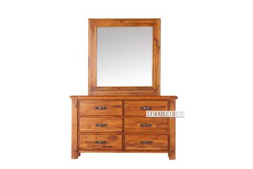 Picture of  [FLOOR MODEL CLEARANCE]  FOUNDATION 6-Drawer Dresser with Mirror (Rustic Pine)
