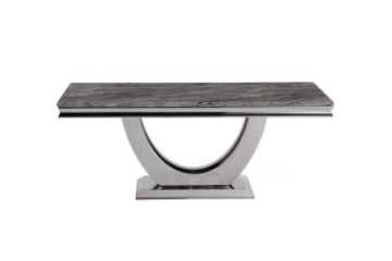 Picture of [FLOOR MODEL CLEARANCE] NUCCIO 180 Marble Top Stainless Steel Dining Table (Dark Grey)