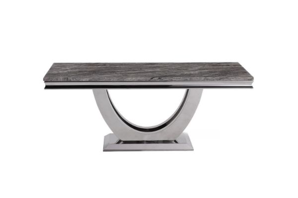 Picture of [FLOOR MODEL CLEARANCE] NUCCIO 180 Marble Top Stainless Steel Dining Table (Dark Grey)