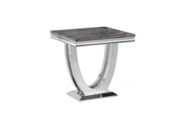 Picture of  [FLOOR MODEL CLEARANCE] NUCCIO Marble Top Stainless Steel Side Table (Dark Grey)