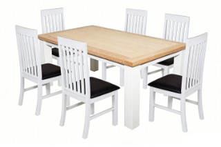 Picture of BRAMPTON 7PC Solid Wood Dining Set with Vegan Leather Seat Chairs - 180 Table