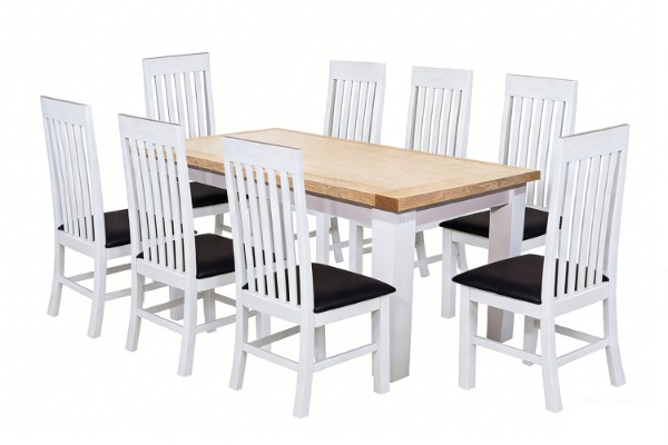 Picture of BRAMPTON 9PC Solid Wood Dining Set with Vegan Leather Chairs - 210 Table