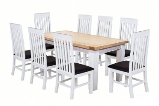 Picture of BRAMPTON 9PC Solid Wood Dining Set with Vegan Leather Seat Chairs - 210 Table
