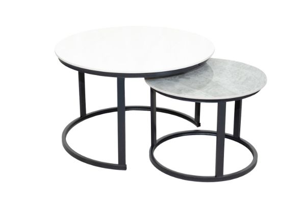 Picture of RADIUS Sintered Stone Table Top Nesting Coffee Table (Off White&Grey)