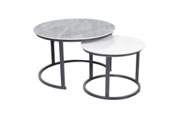 Picture of RADIUS Sintered Stone Table Top Nesting Coffee Table (Grey&Off White)