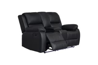 Picture of MARVIN Air Leather Manual Reclining Sofa Range (Black) - 2 Seat with Cup Holders and Storage (2RRC)